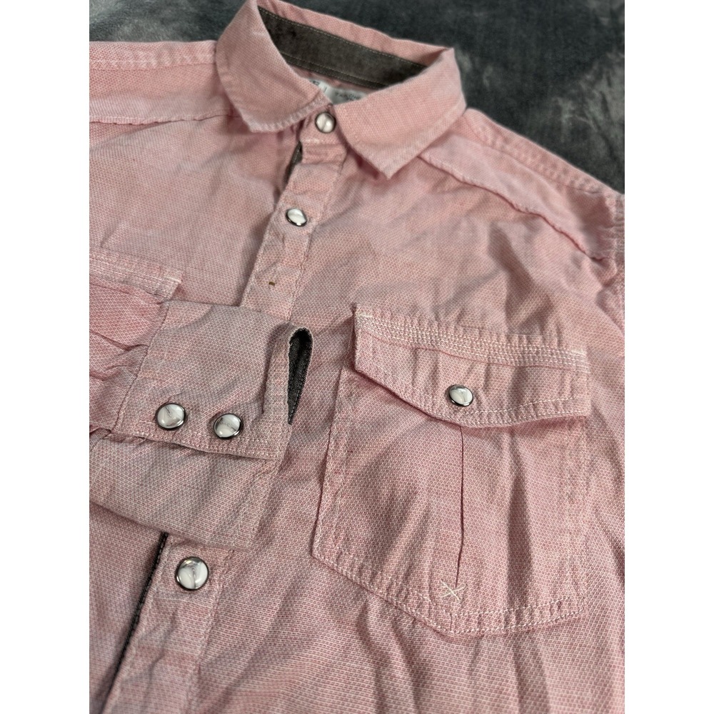 BKE Men's Pearl Snap Button Up Long Sleeve Tailored Fit Pocket Shirt Small Red